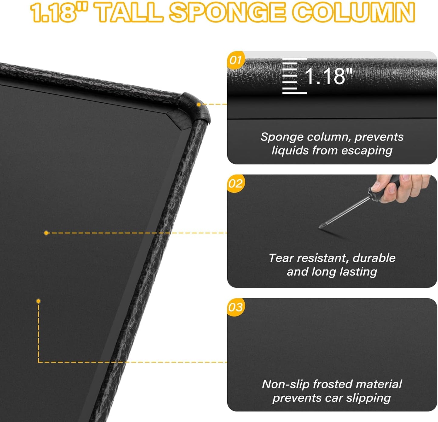 Garage Floor Mat 7'9" x 18' Upgraded Satin Finish Texture Non-Slip Containment Mat Waterproof Garage Floor Mat for Under Car Heavy Duty Protection Mat with Floor Squeegee for All Seasons