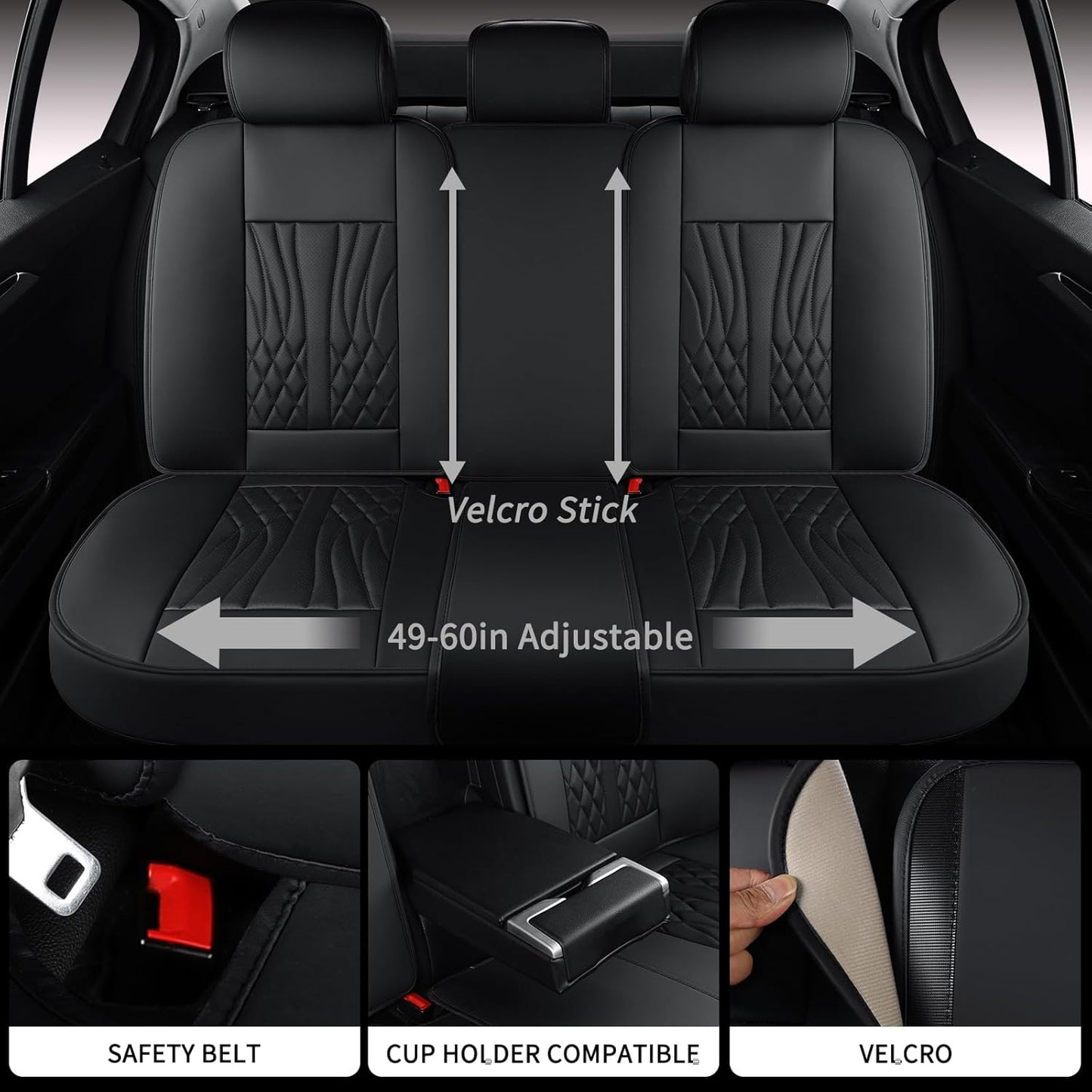 Leather Seat Covers,Car Seat Protector Waterproof,Seat Covers Full Set, Car Seat Protectors 5 Seats,Automotive Seat Covers Fit for Most Cars Black