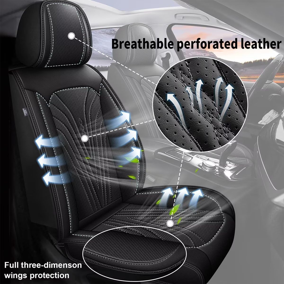 2 Front Car Seat Cover Fit for Toyota Camry 2012-2024 2025 Faux Leather Breathable Waterproof Camry Seat Covers Automotive Cushion Protector Compatible Airbag (2 Seats & Black)