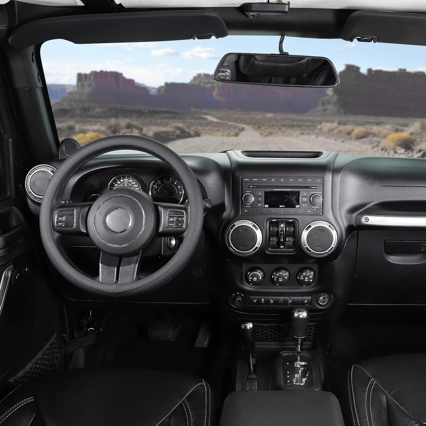 SEG Direct Car Steering Wheel Cover for F-150 Tundra Range Rover Large Size 15.5-16 inch (39.5-41cm) Black Breathable Microfiber Leather