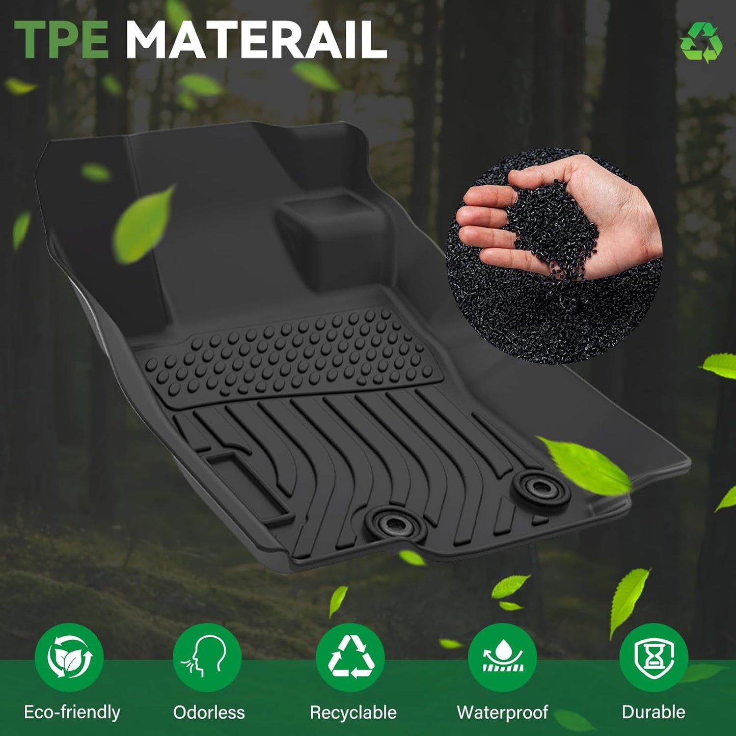 All Weather Liner Floor Mats Custom Fit for 2025 Subaru Forester Anti-Slip 3D Pattern Car Mats Thicken Waterproof Odorless Passenger Front Mat - Essential Accessories for 2025 Subaru Forester