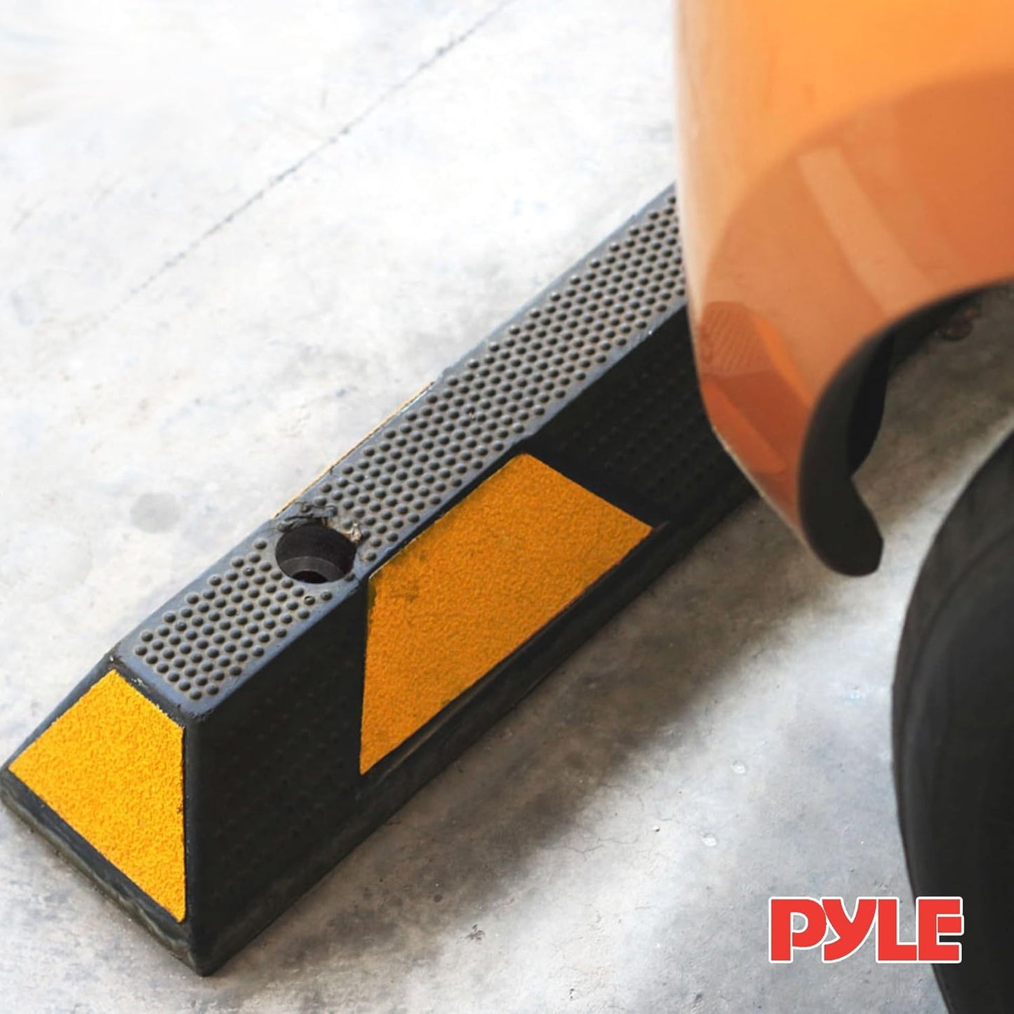 PYLE Curb Parking Garage Floor Stopper - 72 Inch Extra Wide Heavy Duty Rubber Parking Lot Stopper, for Vehicles Truck Driveway, Protect Pumpers From Cars Vans Trucks - Pyle PCRSTP14
