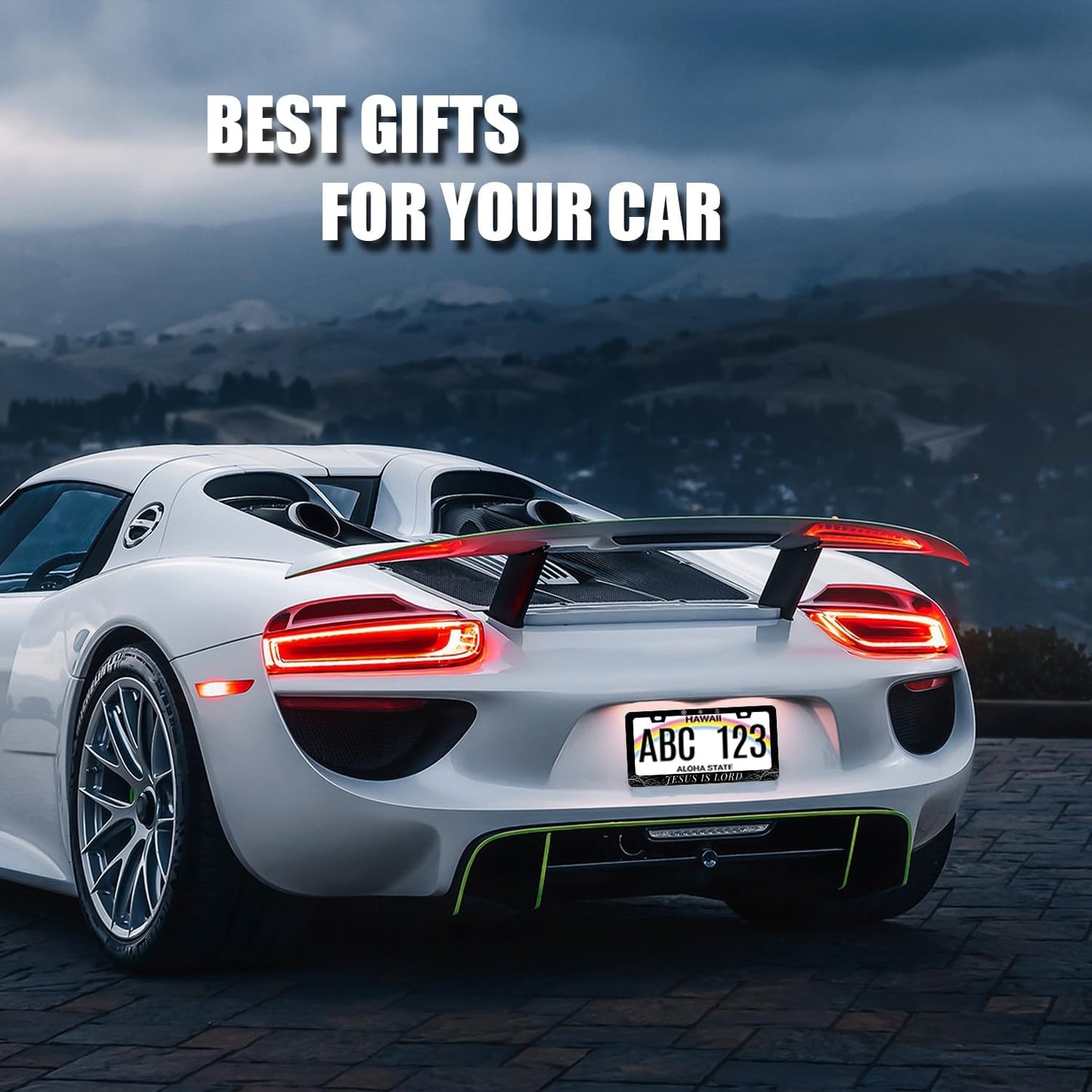 Jesus is Lord License Plate Frame Christian License Plate Holder Stainless Steel Funny Design with 2 Holes and Screws 12.3" x 6.3"