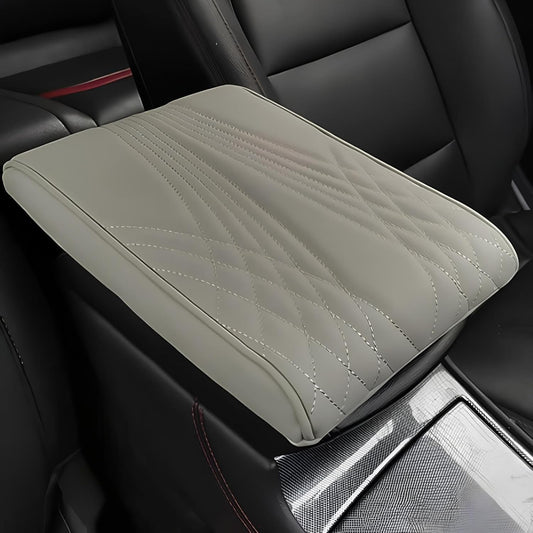 Leather Car Armrest Box Mat - 2023 New Waterproof Car Center Console Cover Mat, Universal Armrest Mat, Leather Car Armrest Cover for SUV/Truck/Vehicle (A-Gray)