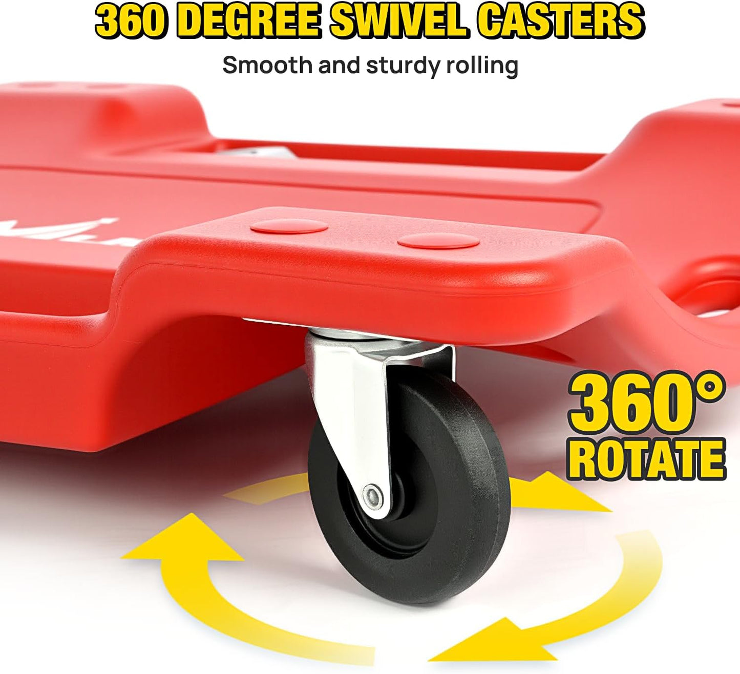 Nilight 40" Mechanic Plastic Creeper - 40 Inches Heavy Duty Shop Creeper with Padded Headrest and 6 Casters, 350 lbs Capacity, Red