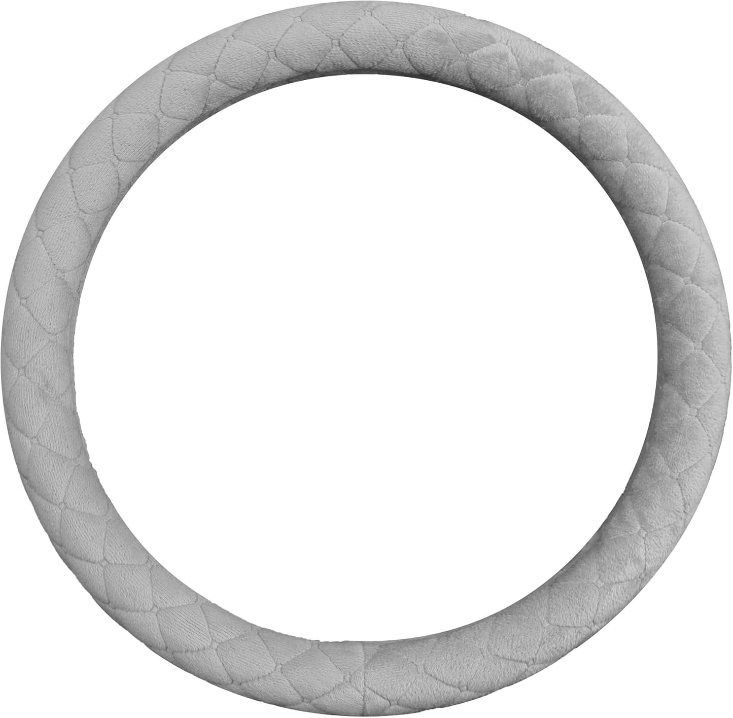 Soft Car Steering Wheel Cover for Sedan, SUV, Warm Luxury Velvet, Odorless, Universal, Anti Slip, Summer Winter, Gray, Standard Size[14" 1/2-15"](37-38cm)