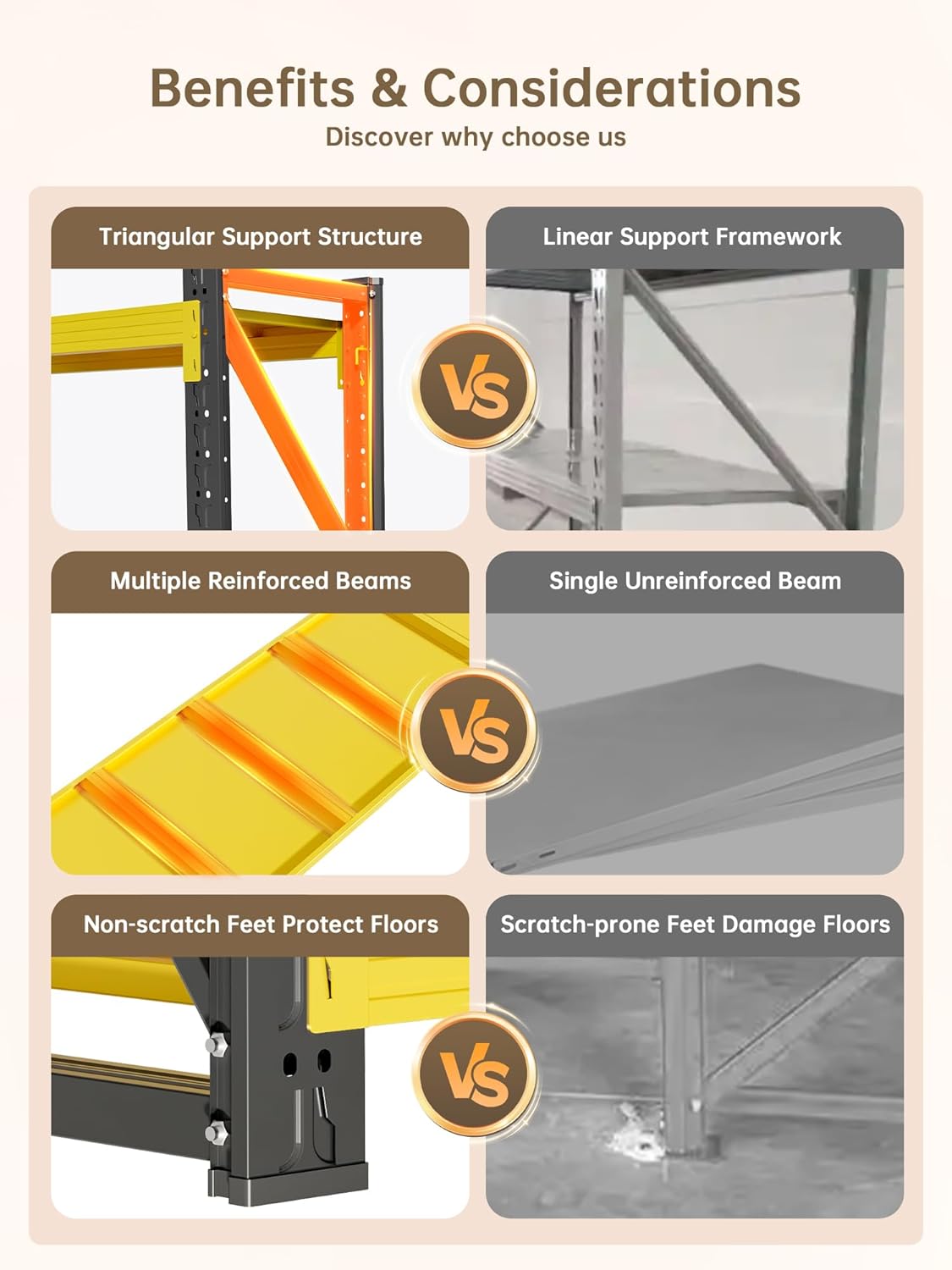 4-Tier Storage Shelves,79" H Heavy-Duty Garage Shelving Unit,Adjustable Industrial Metal Shelf System,4,000lbs Capacity,Tool Organizer for Garage,Workshop,48" W*24" D*79" H,Black&Yellow