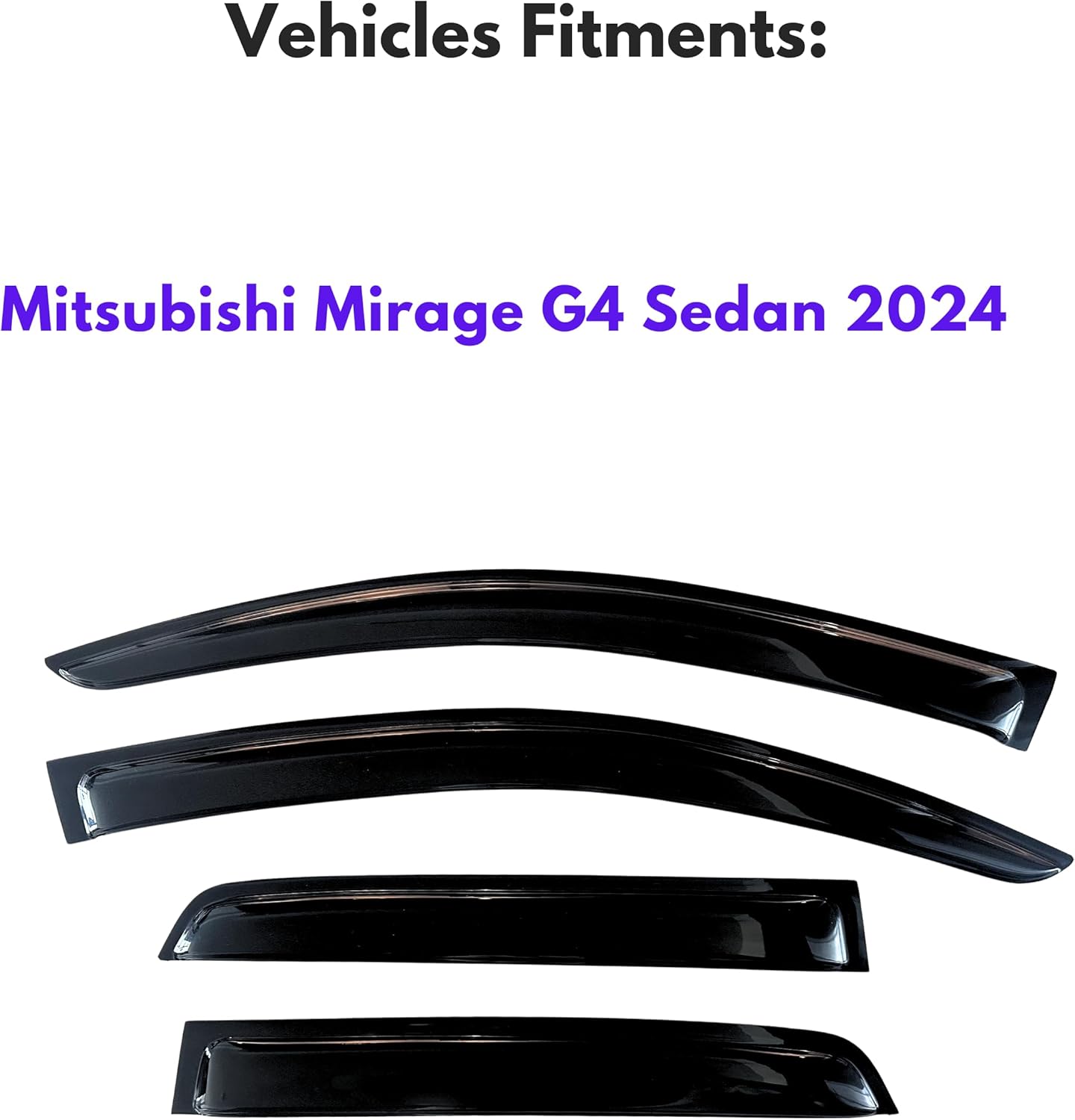 KPY Window Visors Compatible with Mitsubishi Mirage G4 Sedan 2024, 4PC Rain Guard Side Vent Deflectors Tape-On Style, 2024 (Sedan Only)