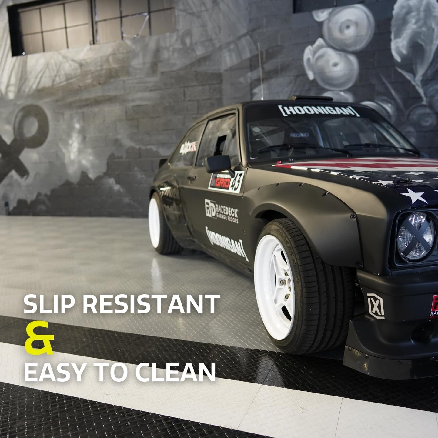 Big Floors RaceDeck Diamond Plate Design, Durable Interlocking Modular Garage Flooring Tile (Beige, 12 Pack of 12 x 12" Tiles)