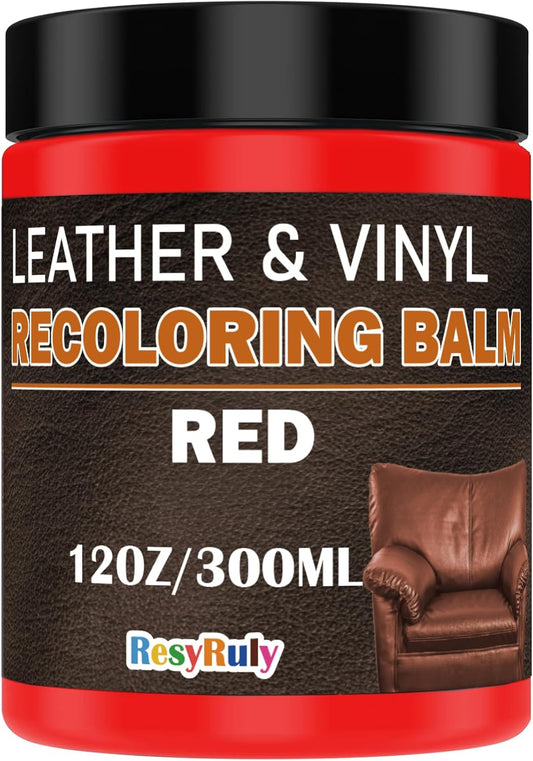 Leather Stains and Dye Liquid Red Recoloring Balm Dashboard Fabric Sneaker Shoes Boots Jacket Bag Purse Vinyl Acrylic Paint Boat Car Seats Wood Furniture Couch Fade Scratches Repair Kit Color Restorer