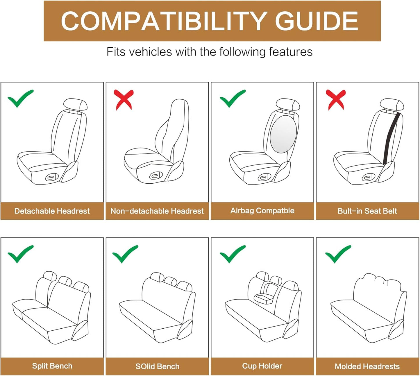 Pariitadin Leather Car Seat Covers Full Set, Waterproof Faux Leather Seat Covers for Cars, Non-Slip Car Interior Covers Universal Fit for Most Cars Sedans Trucks SUVs, Black Line