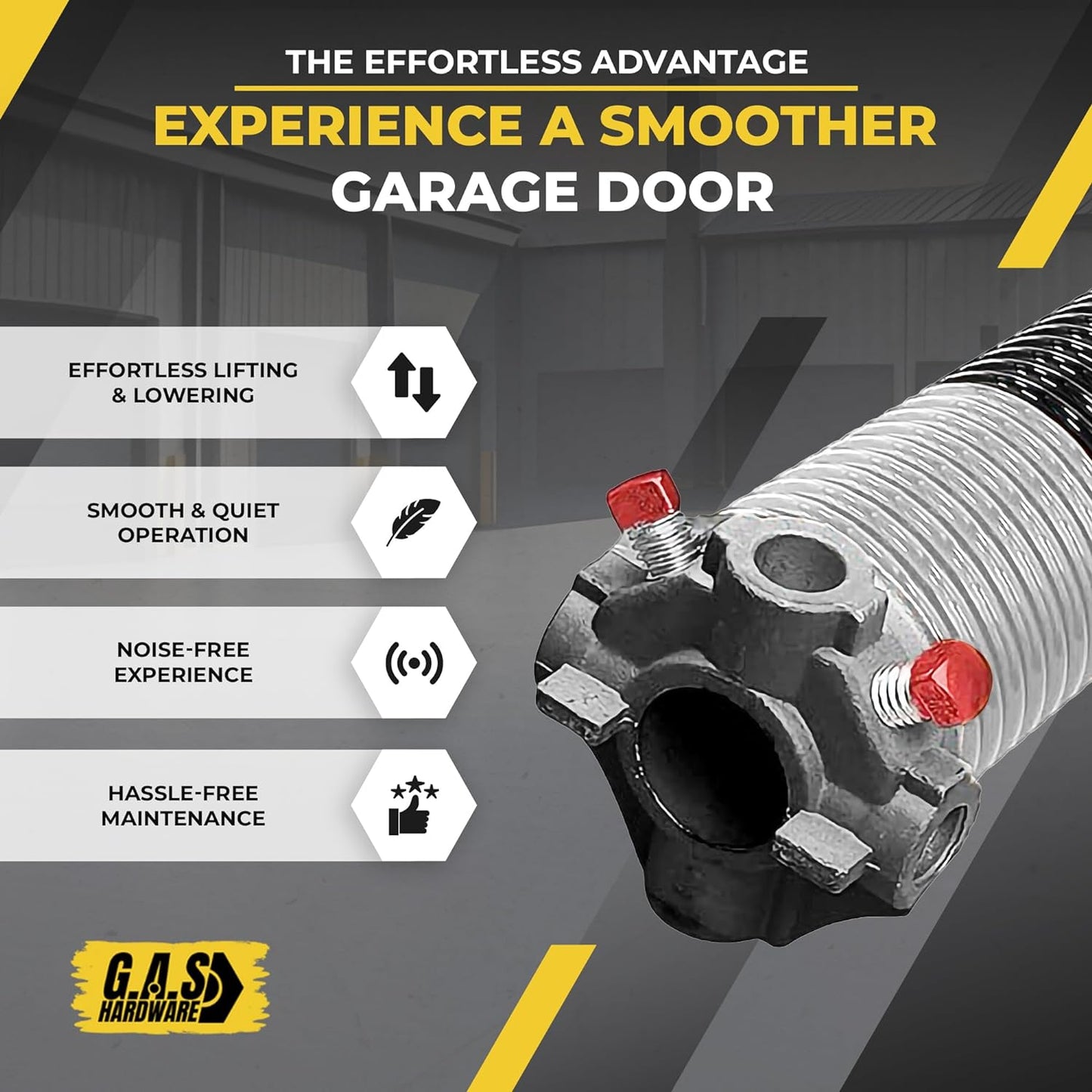 Garage Door Torsion Spring 218x1.75x33 Includes 1” Steel Bearing, Non-Slip Gloves, and Winding Bars for Left Side of Garage Door Precision E-Coating 5-Year Warranty Min. 30,000 Cycles (Red Cone)