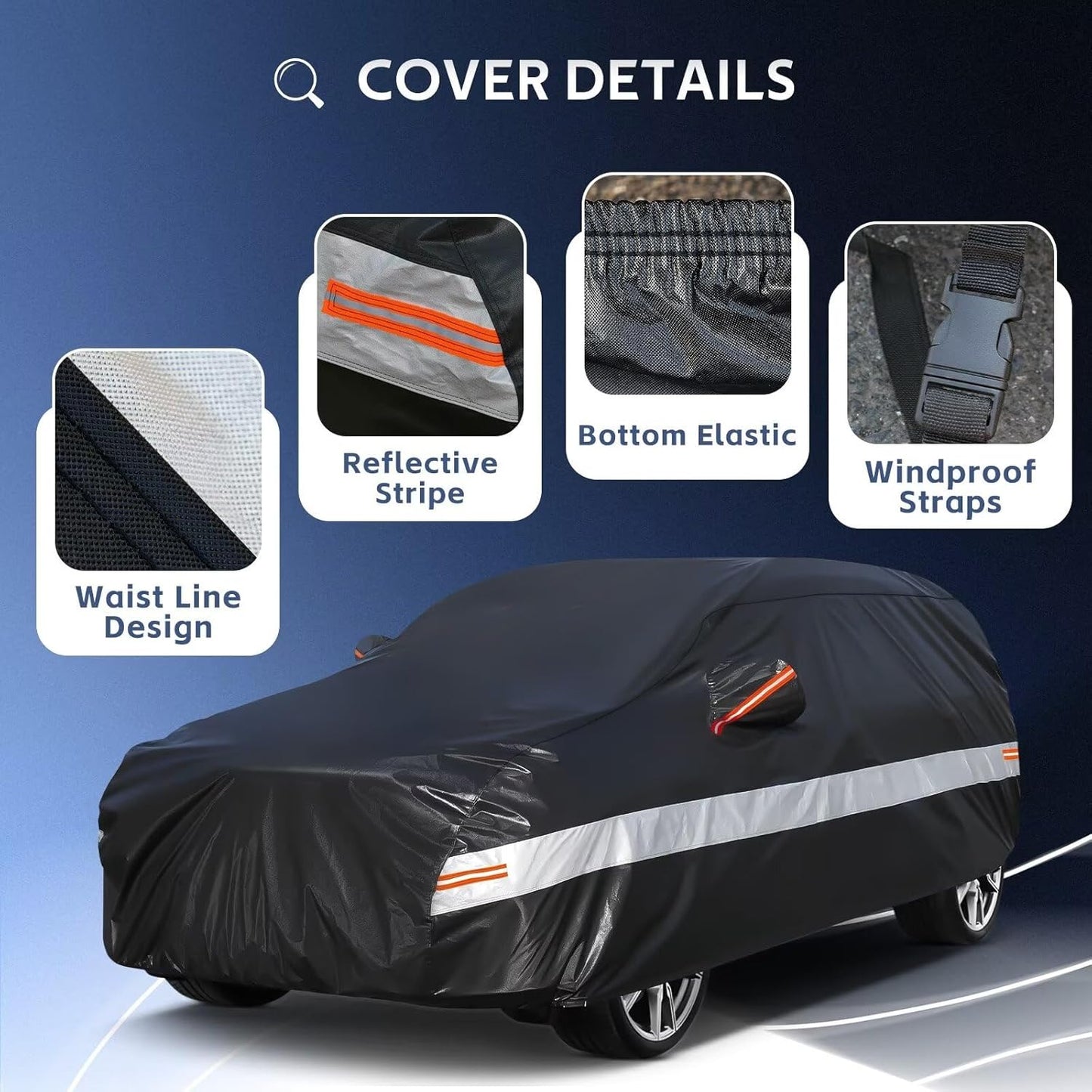 10 Layers SUV Car Cover Custom Fit for Cadillac Lyriq (2022-2025), Waterproof All Weather for Automobiles, Outdoor Full Cover Sun Dust Rain Protection with Cotton. Black