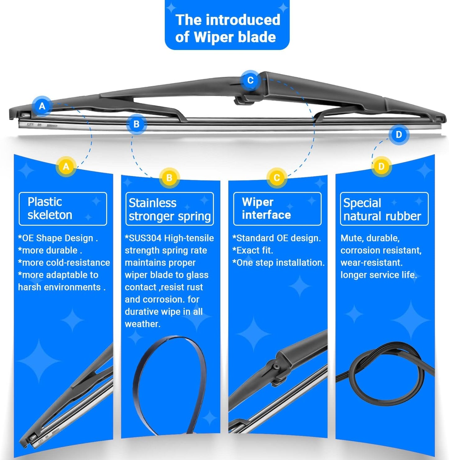 Windshield Wiper Blades Replacement for Dodge Durango 2004 2005 2006 2007 2008 2009 Original Factory Quality Front Rear Wipers Blade Set for My Car - 26" 21" 14" (Pack of 3)