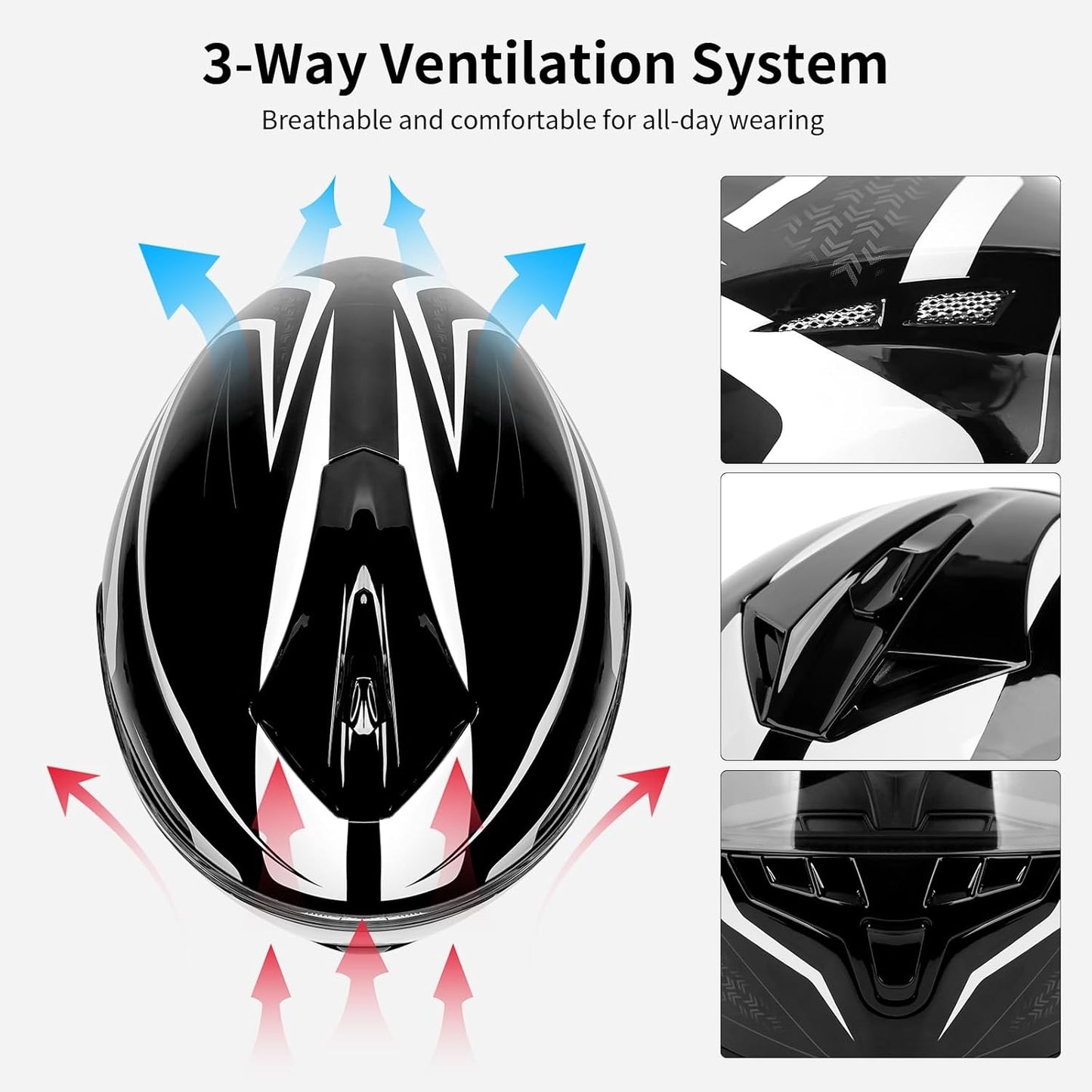 Full Face FreedConn Motorcycle Helmet Bluetooth 5.0 Integrated 2 Way Intercom DOT FMVSS-218 Rated Motorbike Helmet Communication with Dual Visor MP3 for Men Women New EPS