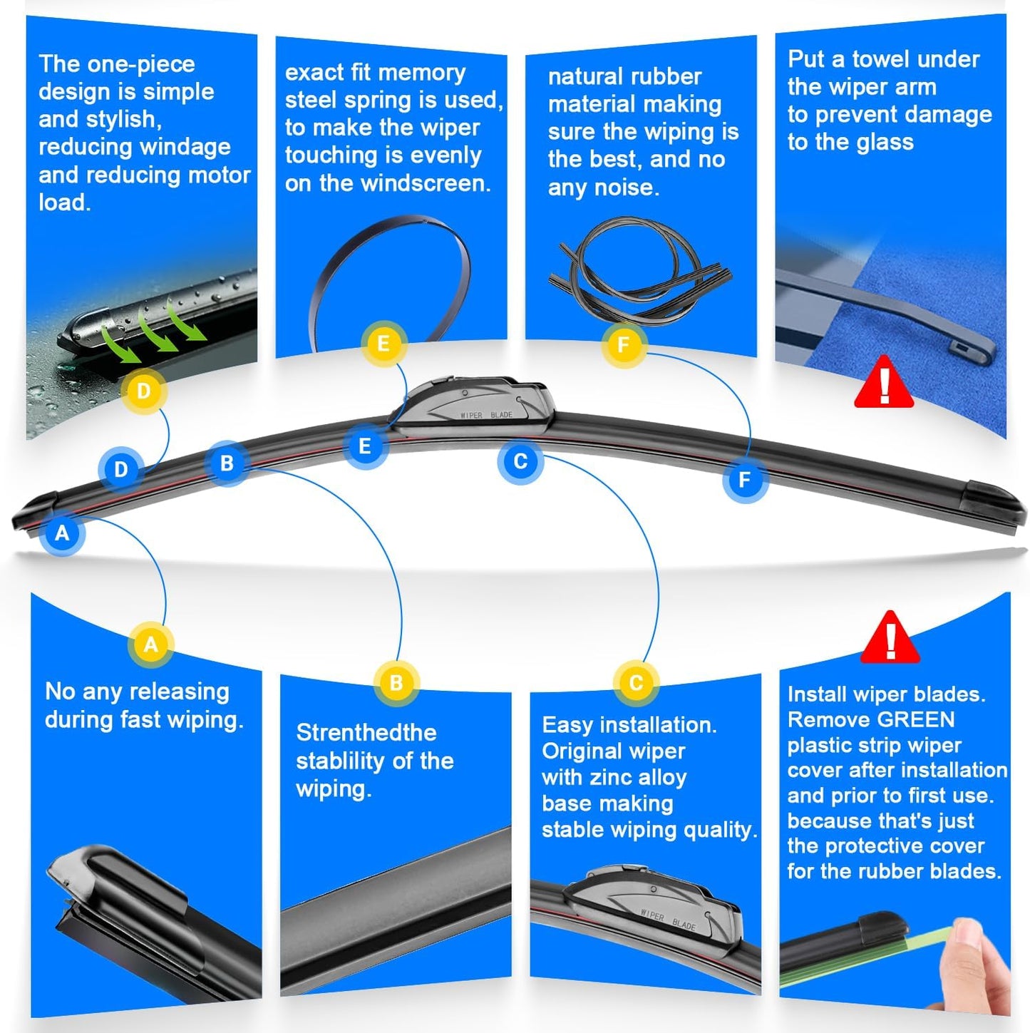 Windshield Wiper Blades Replacement for 2006 2007 2008 2009 2010 Hummer H3 Original Factory Quality Front Rear Wipers Blade Set for My Car - 17" 16" 10" (Pack of 3)