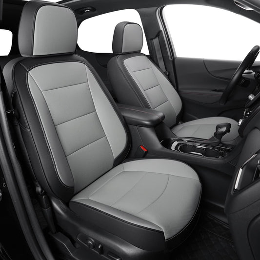 RISINGSTAR Terrain Seat Covers, fit for 2018-2024 GMC Terrain SUV with Rear Split Seats, Water Proof Faux Leather(Full Set, Black&Gray)