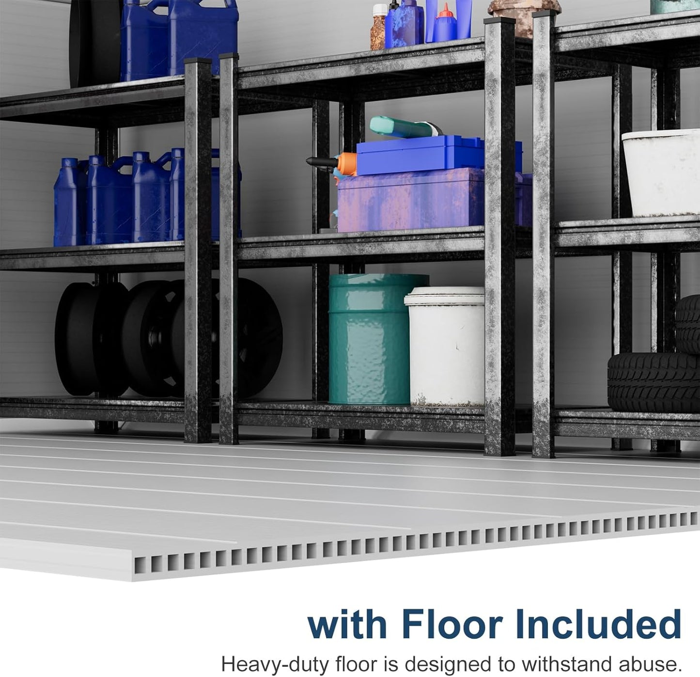 Resin Storage Shed with Floor 8x6x7 FT Outdoor Waterproof Wider Door Plastic Sheds Kit for Backyard Garden Patio Lawn Tools, Gray