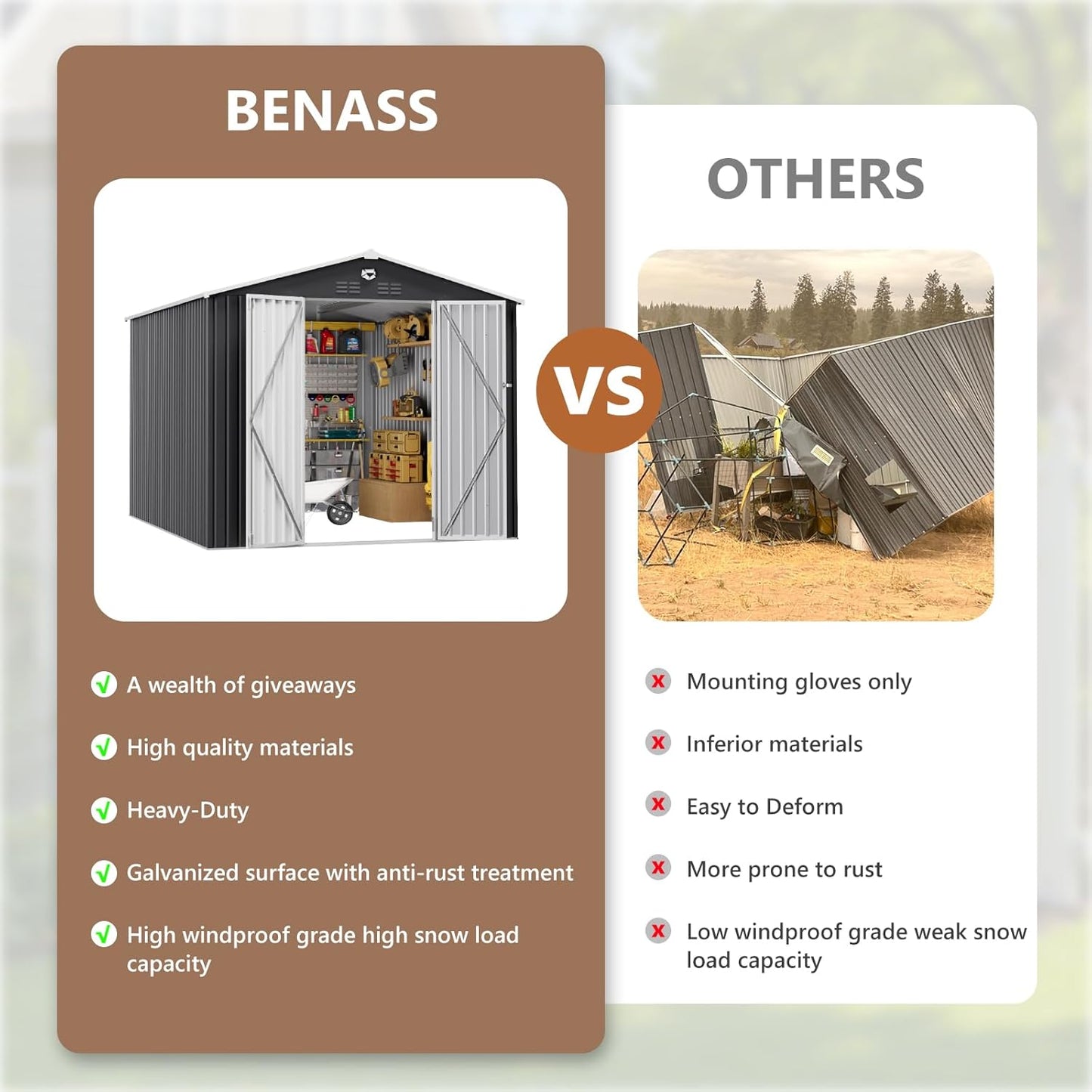 10x12 FT Outdoor Storage Shed, Metal Garden Shed - Tool Storage Sheds with Lockable Doors, Waterproof Outside Storage Building for Backyard, Patio (Black; Floor Not Included)