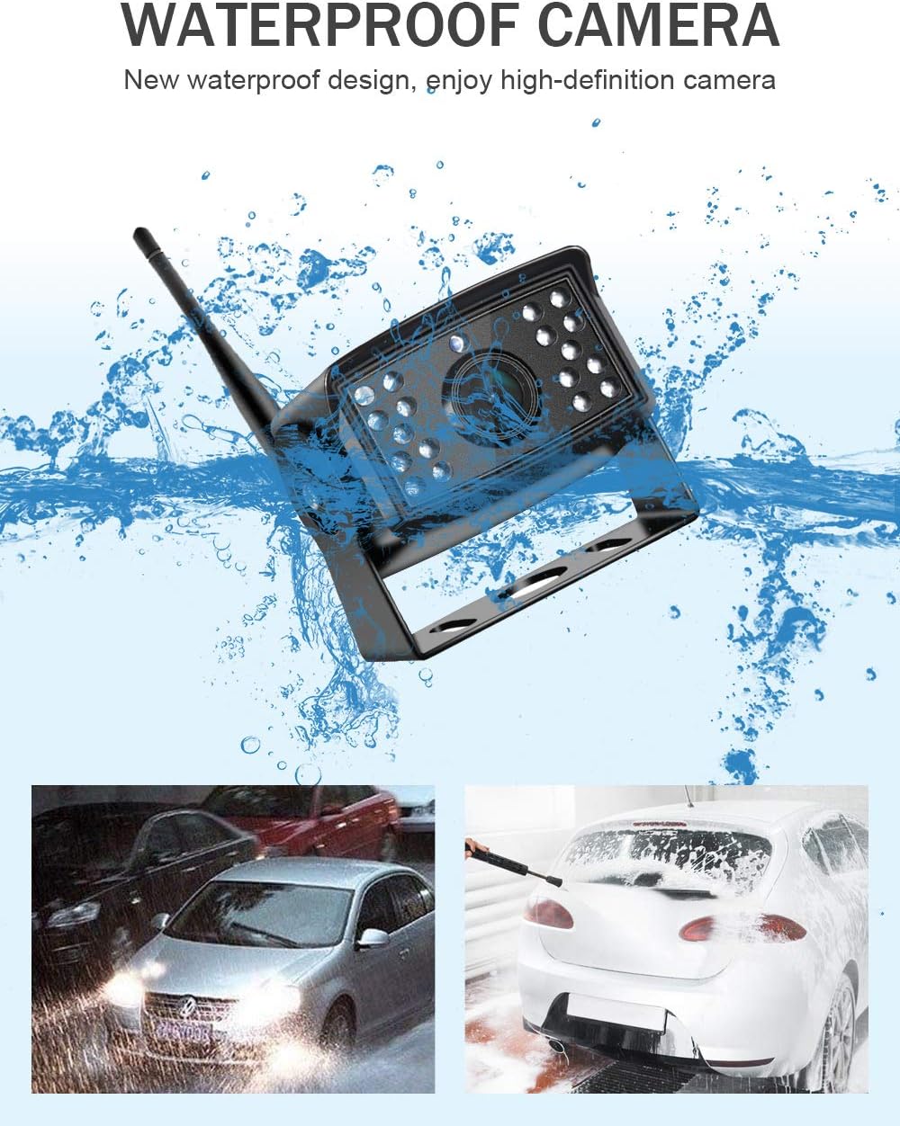 EVERSECU 4pcs Digital HD 1080P Wireless Car Backup Camera with 9 inch 4ch Quad Display Monitor/Car DVR/Dash Monitor/Vehicle Video Recorder for RV/SUV/Van/Pickup/Truck/Trailer Rear/Side/Front View