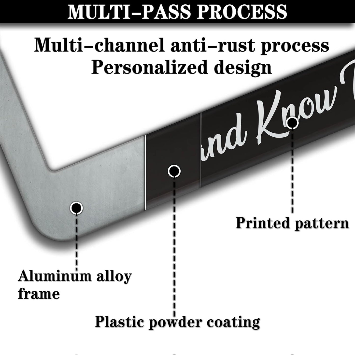 License Plate Frames Black and White License Plate Frame Psalm 46:10 Be Still and Know That I Am God Aluminum Metal Car Accessory 2 Pack with Screw Covers Set