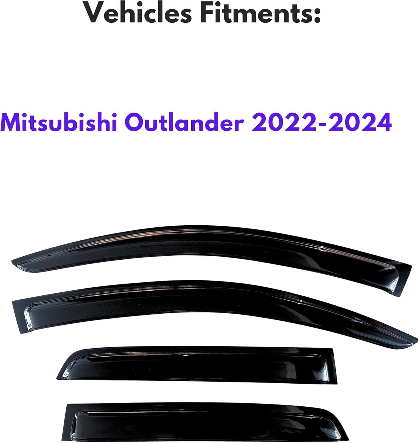 KPY Window Visor Compatible with Mitsubishi Outlander 2022-2024, 4PC Rain Guard Side Window Vent Deflectors Tape-On Style, 2022 2023 2024