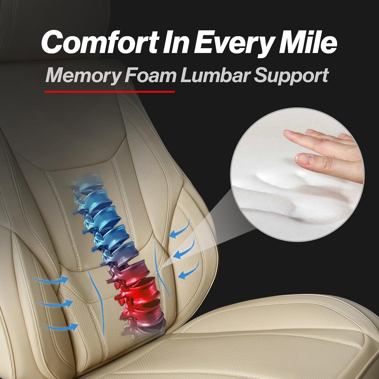 Coverland Custom Car Seat Covers Compatible with F150, Tundra, Ram 1500, Ram 2500 - Premium Leather Non-Slip Waterproof Cover Custom Interior Protector Full Set-Beige [See Size Chart-Size X130]