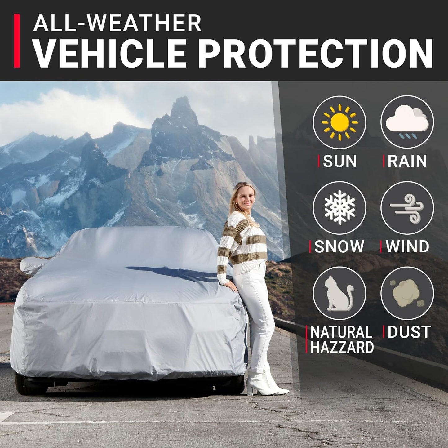 iCarCover Custom Car Cover for 1991-1997 Pontiac Trans AM, Waterproof All-Weather Rain Snow UV Sun Protector Full Exterior Indoor Outdoor Car Cover with Strap