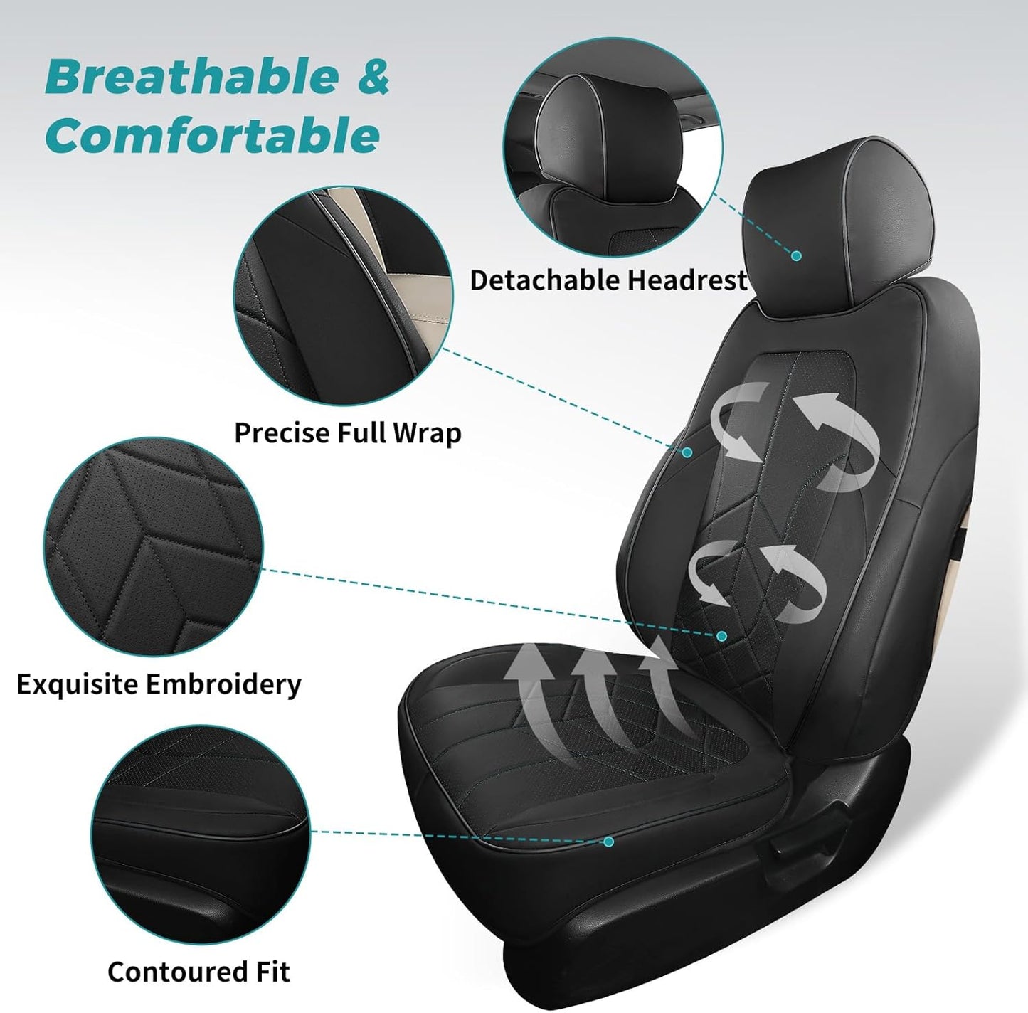 for Honda CRV Seat Covers Custom Fit 2017-2022 EXL EX LX Sport,Touring,Hybrid - Luxury Waterproof Leather Car Seat Covers Full Set - Black