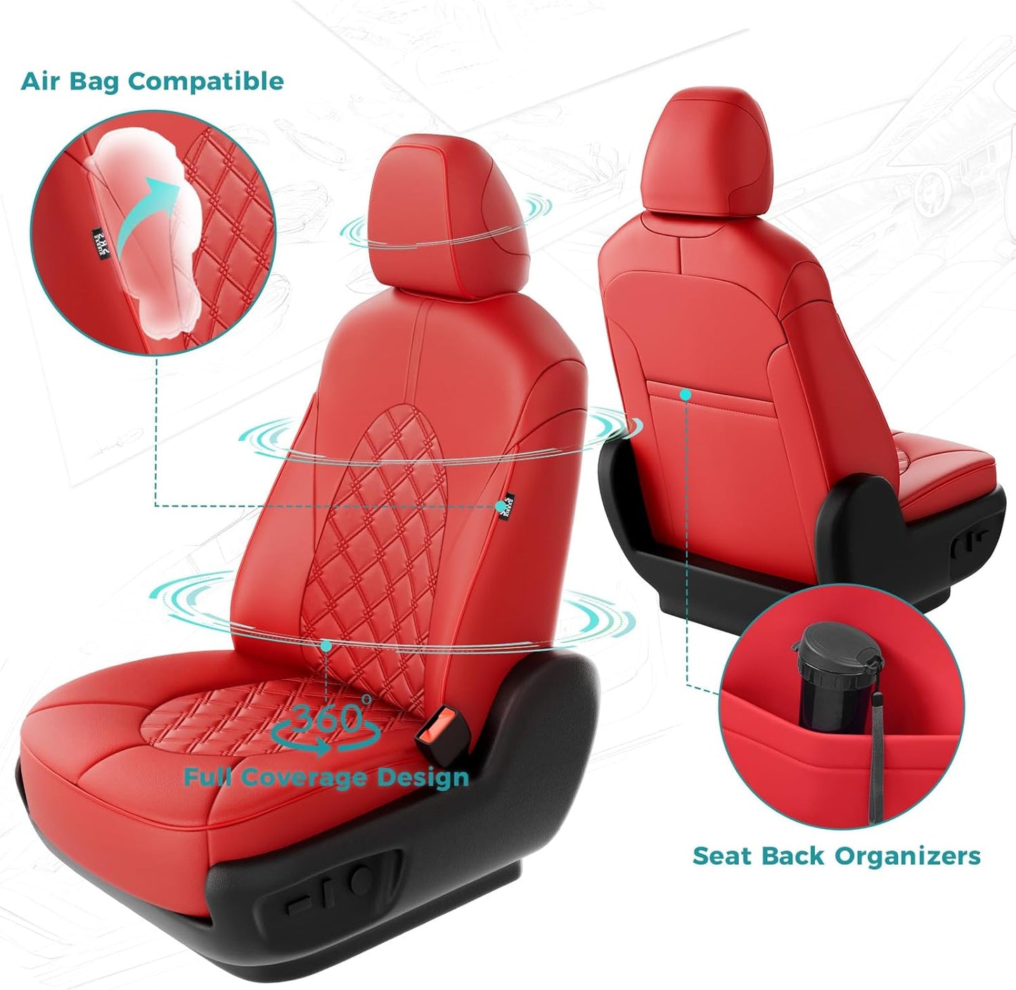 for Toyota Camry Seat Covers LE SE SE Nightshade 2018 2019 2020 2021 2022 2023 2024 - Custom Car Seat Covers Full Set, Waterproof Breathable Leather Seat Covers for Cars, Red Not for Hybrid