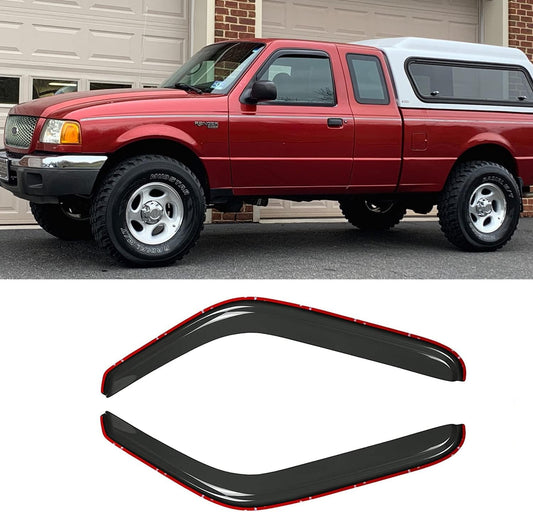 Side Window Visor Wind Deflector, 2pc in-Channel Nice Rain Guards Set fit for 1993-2011 Ford Ranger,1994-2010 Mazda B2300/B4000,1994-2008 Mazda B3000 with Standard/Extended Cab|92083