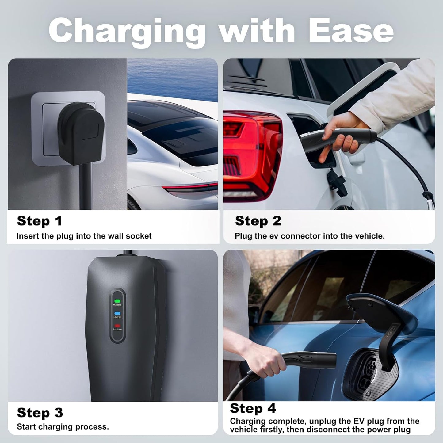 Level 2 EV Charger for Tesla 32Amp, 7KW Electric Vehicle Portable Charger with 20FT Cable, Home EV Charging Station for Tesla, 240V NEMA 14-50 Plug