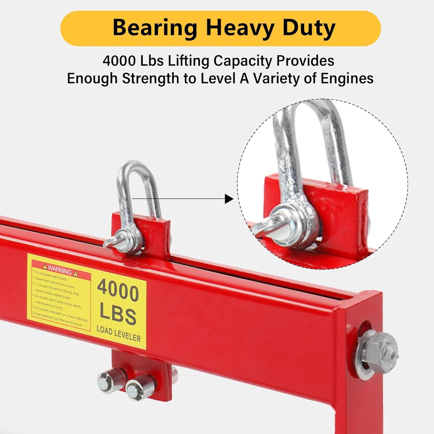 4000lbs 2 Ton Load Lever Engine Hoist Crane Cherry Picker Lift Tool Heavy Duty, Red (Load Leveler)