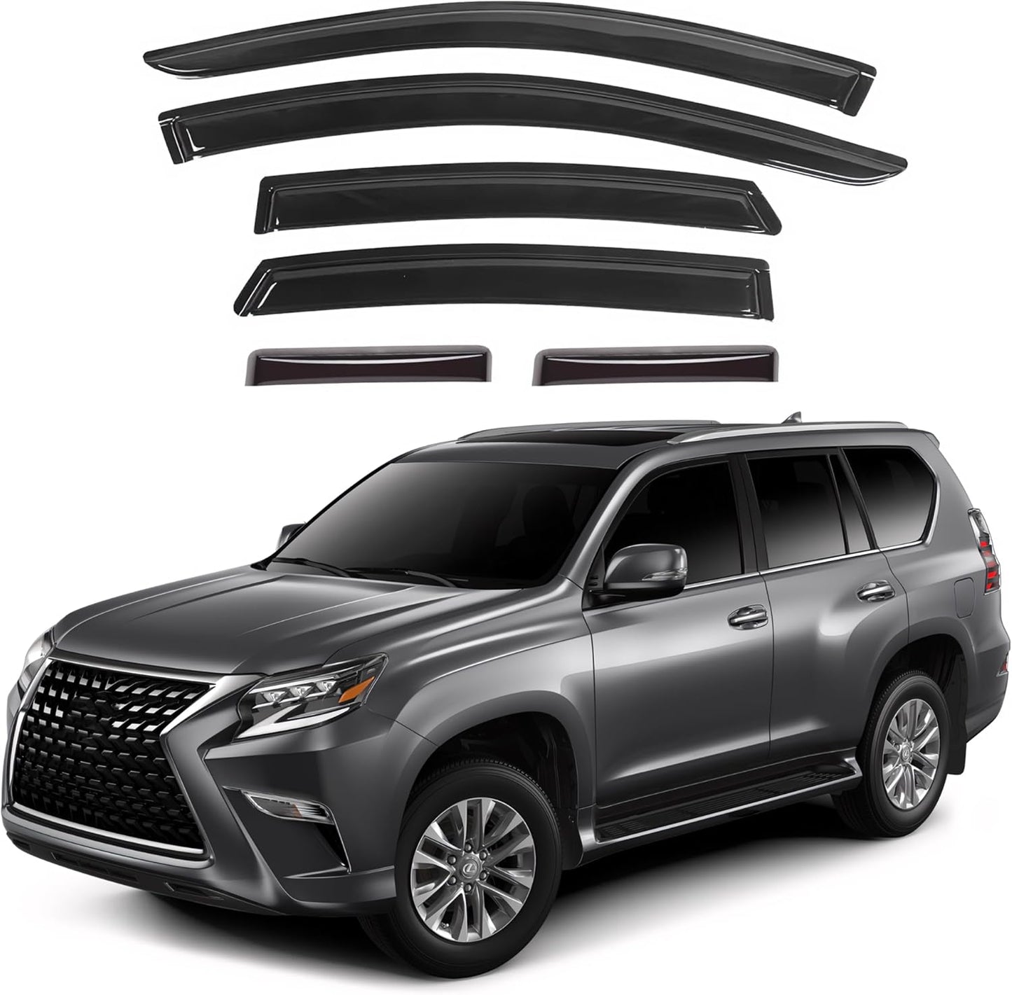 KPY Window Visor Compatible with Lexus GX460 2010-2023, 6PC Rain Guard Side Window Vent Deflectors Tape-On Style, 2010 2011 2012 2013 2014 2015 2016 2017 2018 2019 2020 2021 2022 2023