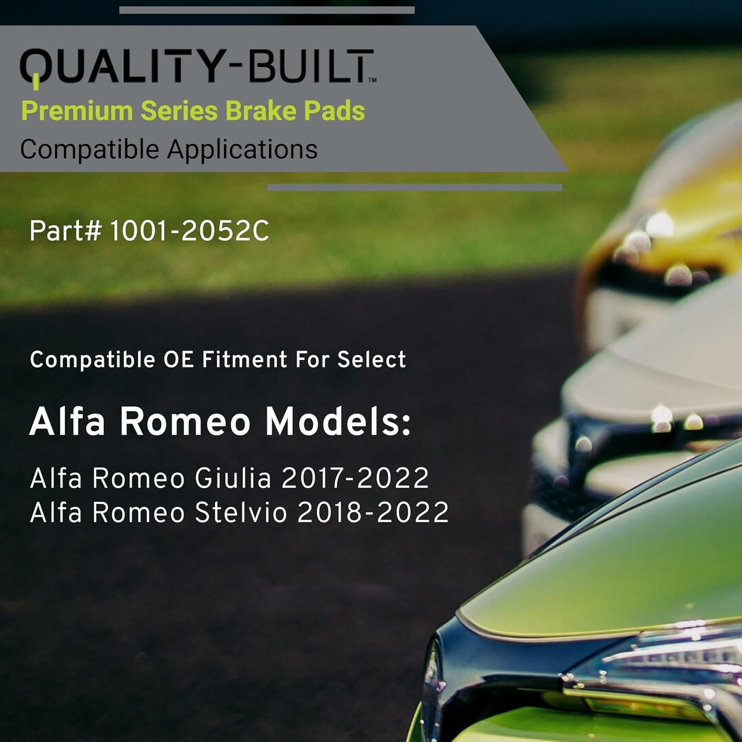 Premium Ceramic Front Brake Pads (1001-2052C) Compatible with Alfa Romeo Giulia 2017-2022, Alfa Romeo Stelvio 2018-2022