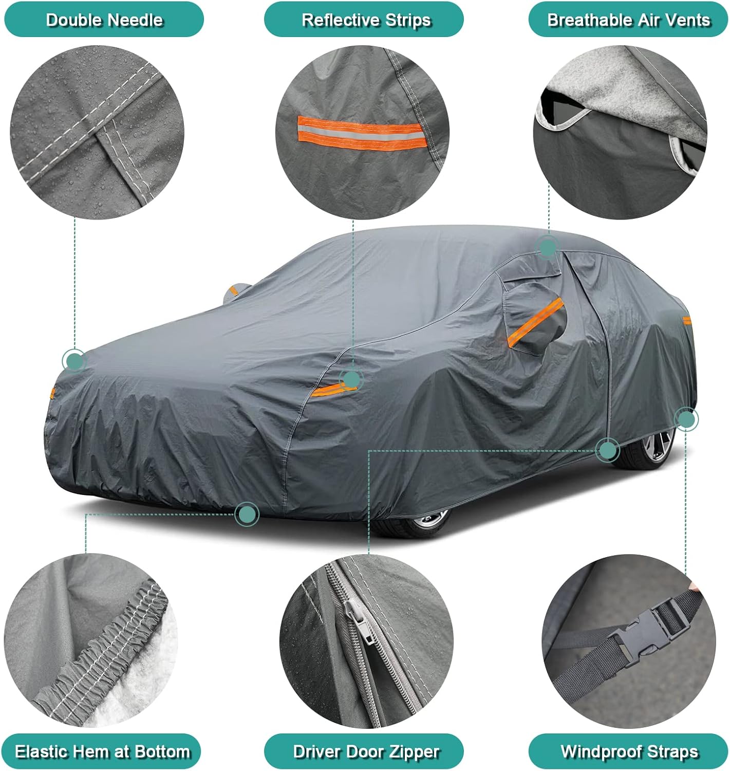 Premium Car Cover Custom Fit Kia Soul (2009-2025), 16 Layers Heavy Duty Car Cover Waterproof All Weather with Zipper Door for Sun Rain Snow Dust Uv Protection