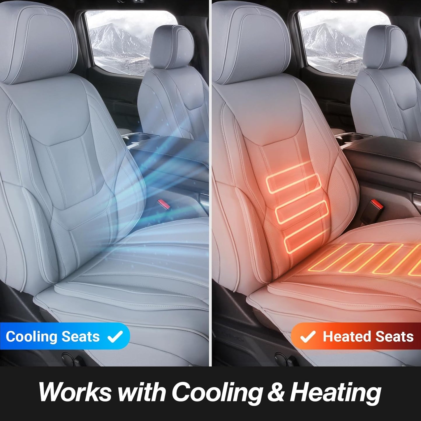 Coverland Custom Car Seat Covers Compatible with 2007-2013 Tundra Double Cab - Premium Leather Non-Slip Memory Foam Waterproof Cover Interior Protector Full Set-Gray [See Size Chart-Size X134]