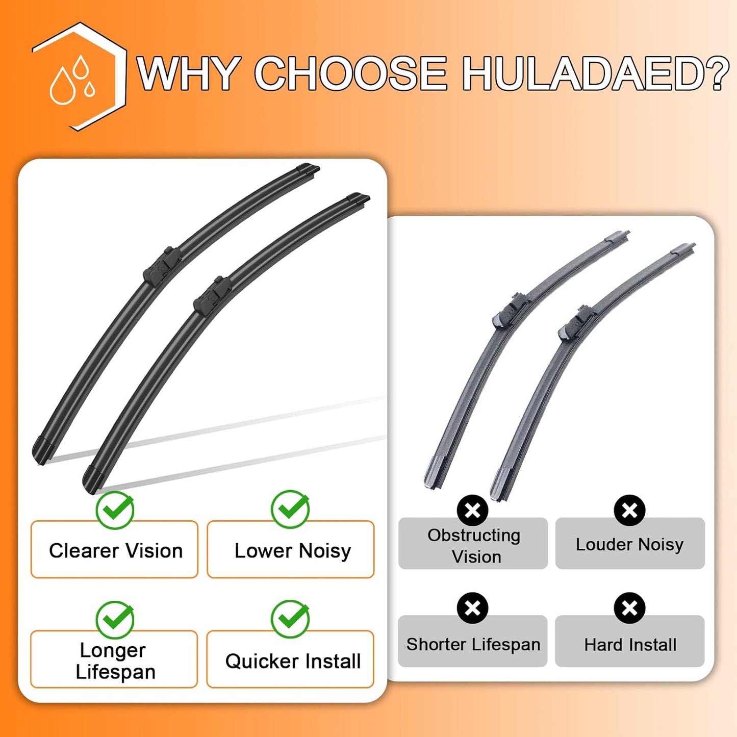 HULADAED® 26'' 14'' 10'' Windshield Wipers Replacement for Chevy/Chevrolet Trax 2023-2013,Silicone Front Rear Wiper blades for MY Car-All Weather & Quiet(3 PACK)