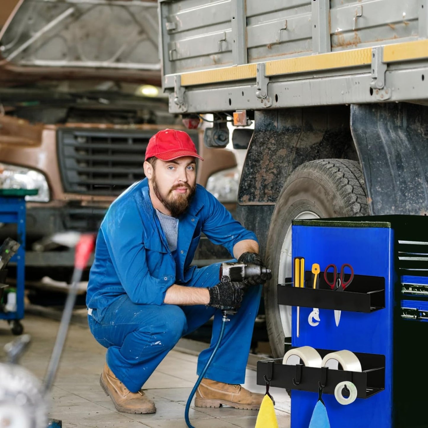 6Pcs Magnetic Aerosol Spray Can Holder, Steel Magnet Spray Toolbox Bottle Holder Rack Mechanic Paint Can Organizer Tool Box Storage Rack for Garage Home Workspace