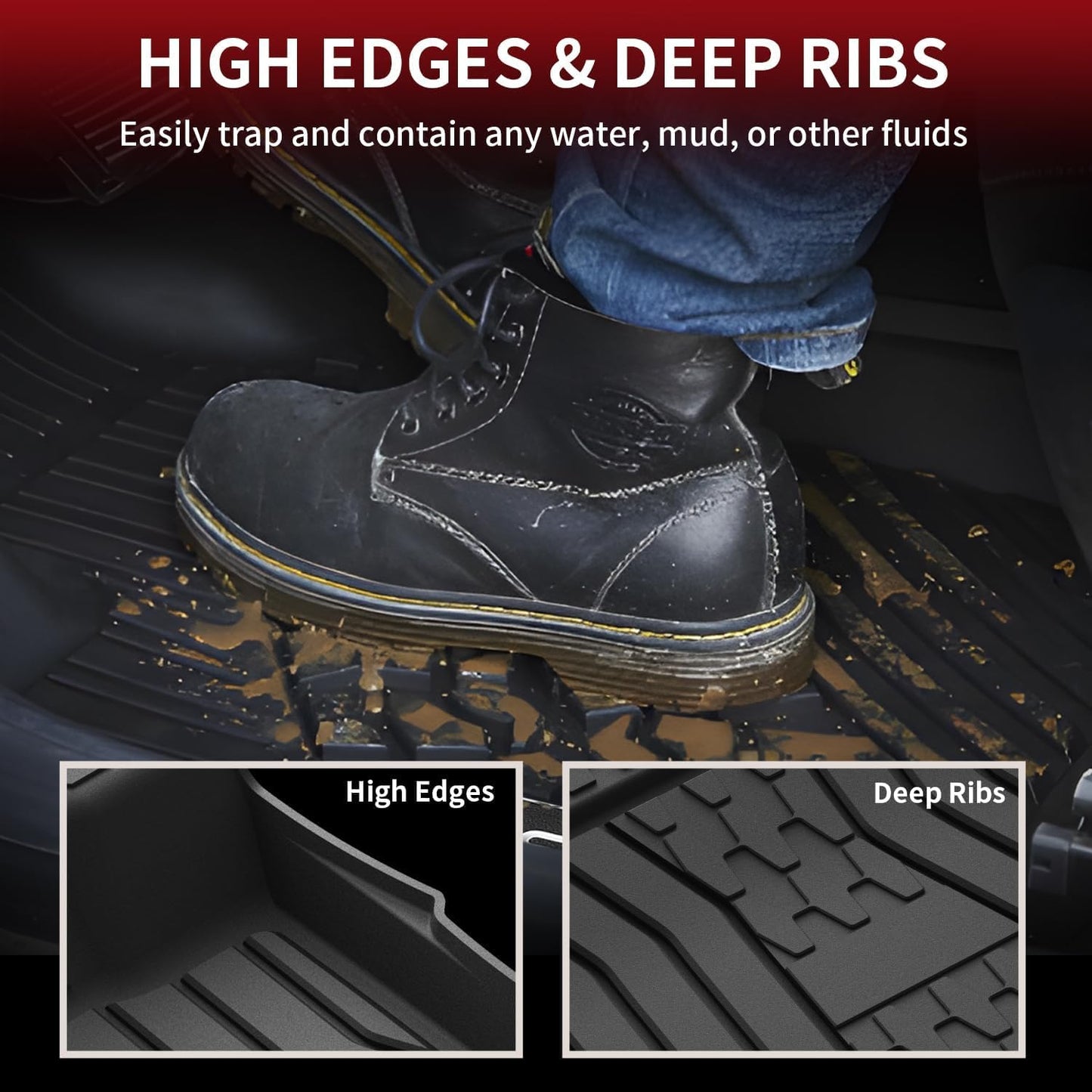 LASFIT Floor Mats Fit for Ford Fusion 2020-2017 (Include Hybrid)/ for Lincoln MKZ 2020-2017 All Weather Protection TPE Custom Fit 2020 2019 2018 2017 Floot Liners Accessories, 1st & 2nd Rows, Black