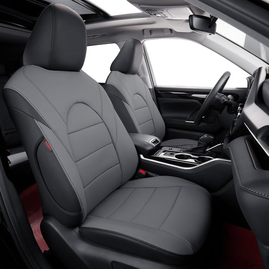 coverdream Camry Seat Covers Custom Fit for 2018-2024 Toyota Camry L LE SE SE Nightshade,Full Coverage Waterproof Leatherette Car Seat Protector (Full Set,Black/Gray)