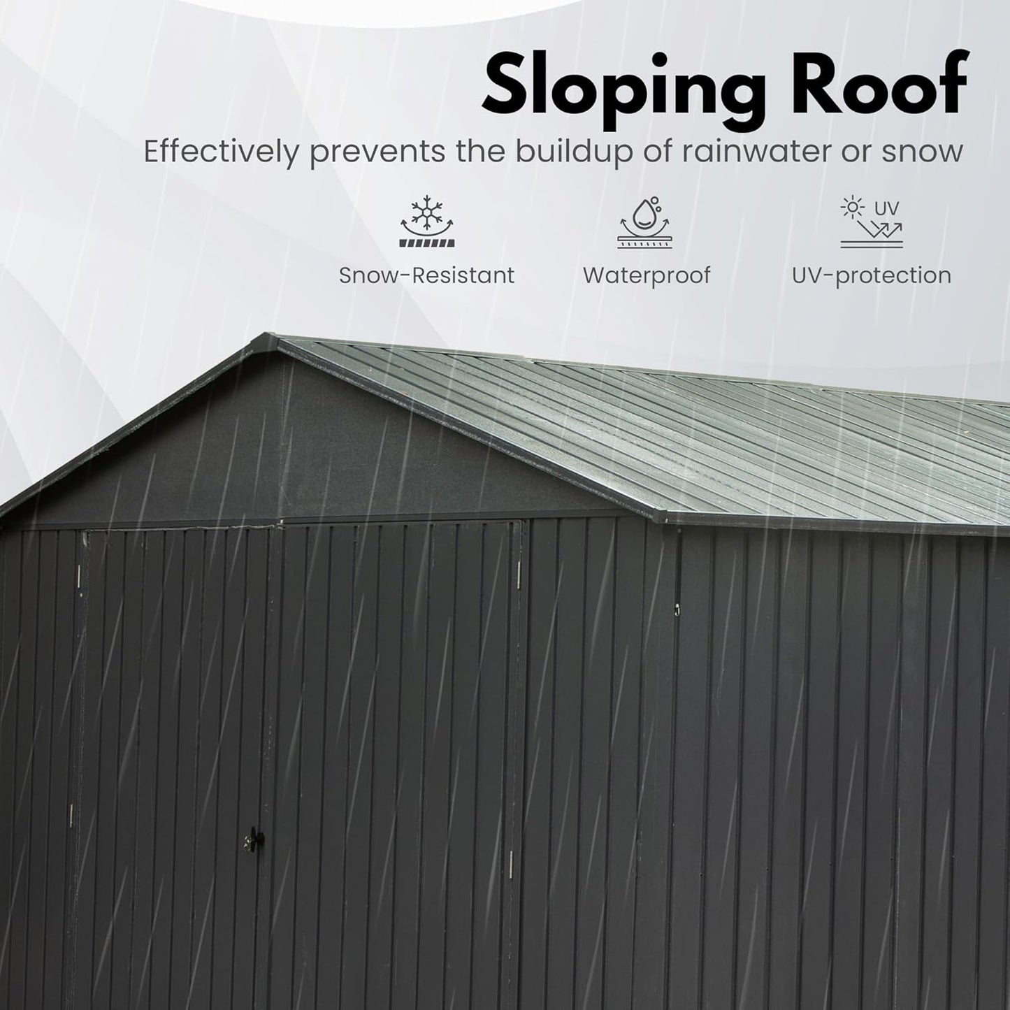 Domi 12'x20' Metal Garage Shed, Heavy Duty Outdoor Steel Carport with Lockable Double, Side Doors, 80MPH Wind and Snow Resistant Enclosed Storage for Cars, Trucks, Motorcycles, Tools, Dark Grey