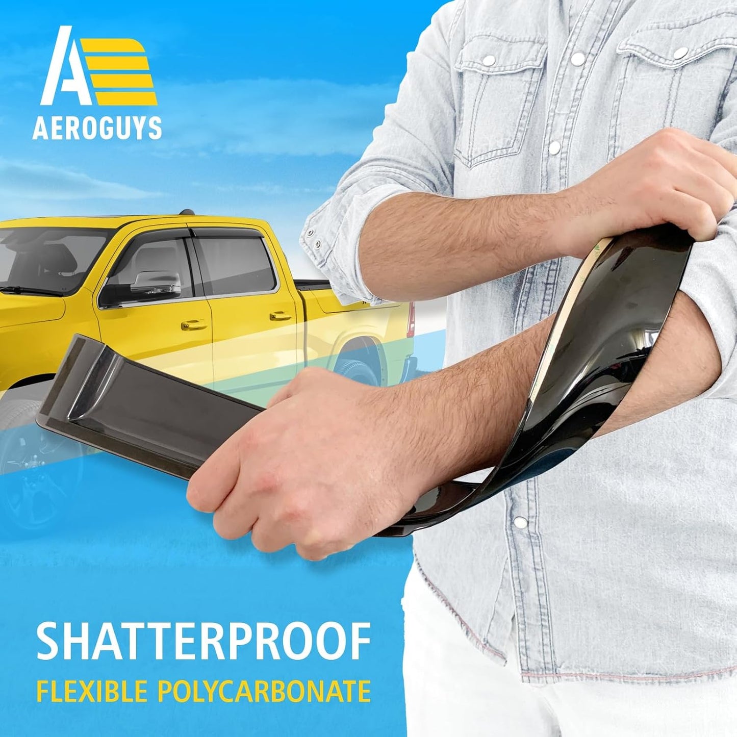 Extra Durable Window Deflectors Tape-On Window Visors Rain Guards Fit for Dodge Ram 1500 (New Body Style) 2019-2025 Crew Cab, Sun Visors, Wind Vent for Shades, Exterior Car Accessories - 4pcs. AG0717