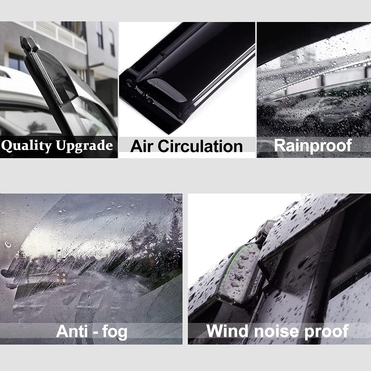 94243 Original Side Window Deflector Visor Rain Guard,Outside Mount Tape-on Shatterproof Dark Smoke,4pcs Window Shades fit for 2005-2010 Jeep Grand Cherokee