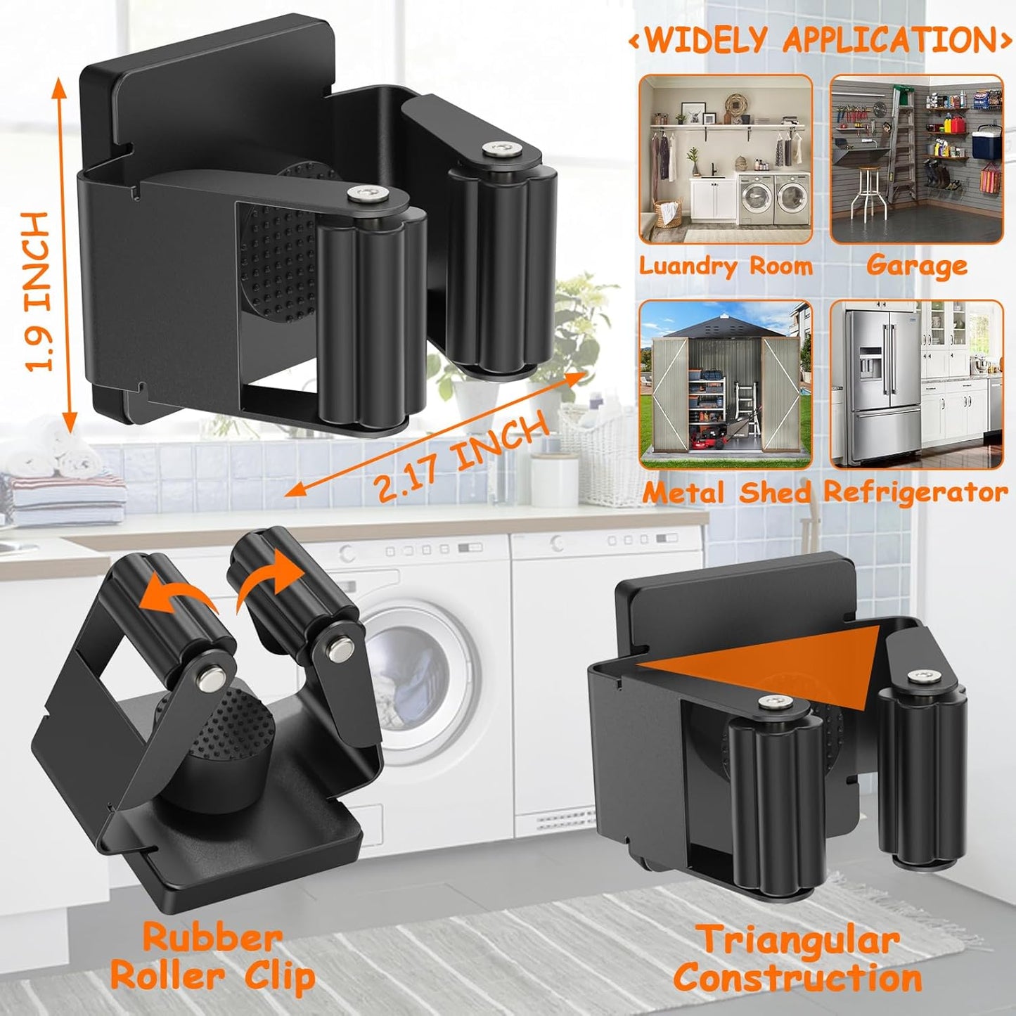 4 Pack Strong Magnetic Mop Broom Holder, Heavy Duty Magnetic Broom Mop Hanger for Cleaning Tools, Wall Mounted Mop Broom Holder for Laundry Garage Kitchen Workshops Shed