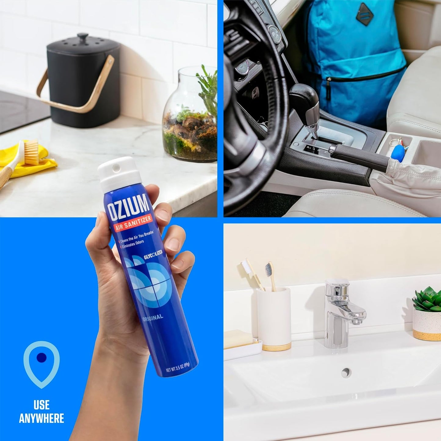 Ozium 3.5 Oz. Air Sanitizer & Odor Eliminator for Homes, Cars, Offices and More, Original Scent, 4 Pack