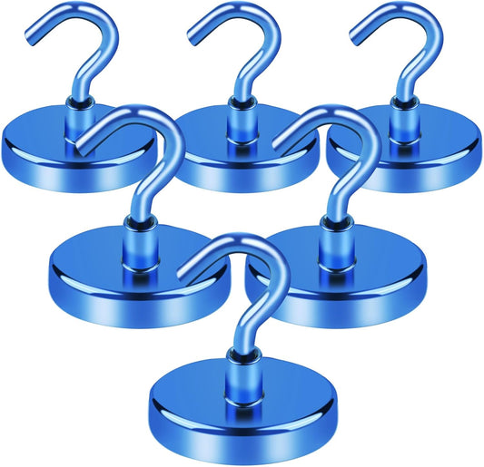 LOVIMAG Cruise Ship Essentials, 110Lbs Cruise Door Magnets, Blue Cruise Magnetic Hooks, Magnetic Hooks Heavy Duty for Hanging Celling, Grill, Refrigerator Kitchen-6 Pack
