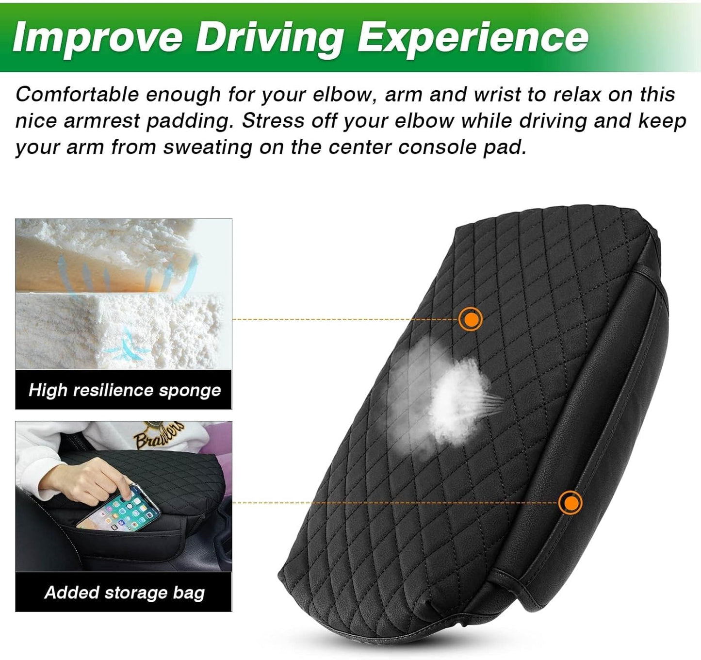 Shademax Center Console Cover Toyota RAV4 2019-2024 2025 2026 Armrest Cover Cushion Pad for Toyota RAV4 Accessories PU Leather Armrest Seat Box Protector with Pockets Storage Bag