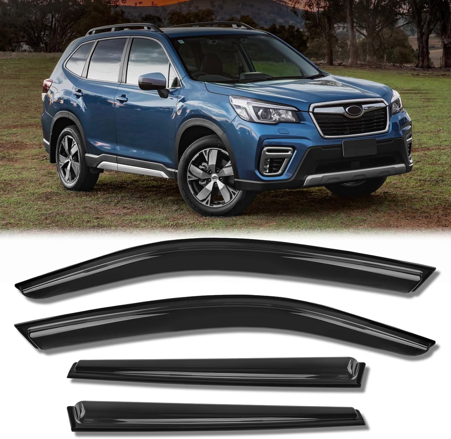 Rain Guards for Car Windows, Tape-On Window Visors Rain Guards Fit for 2019-2024 Subaru Forester SK, Window Deflectors, Vent Visors for Subaru Car Accessories, 4 Pieces