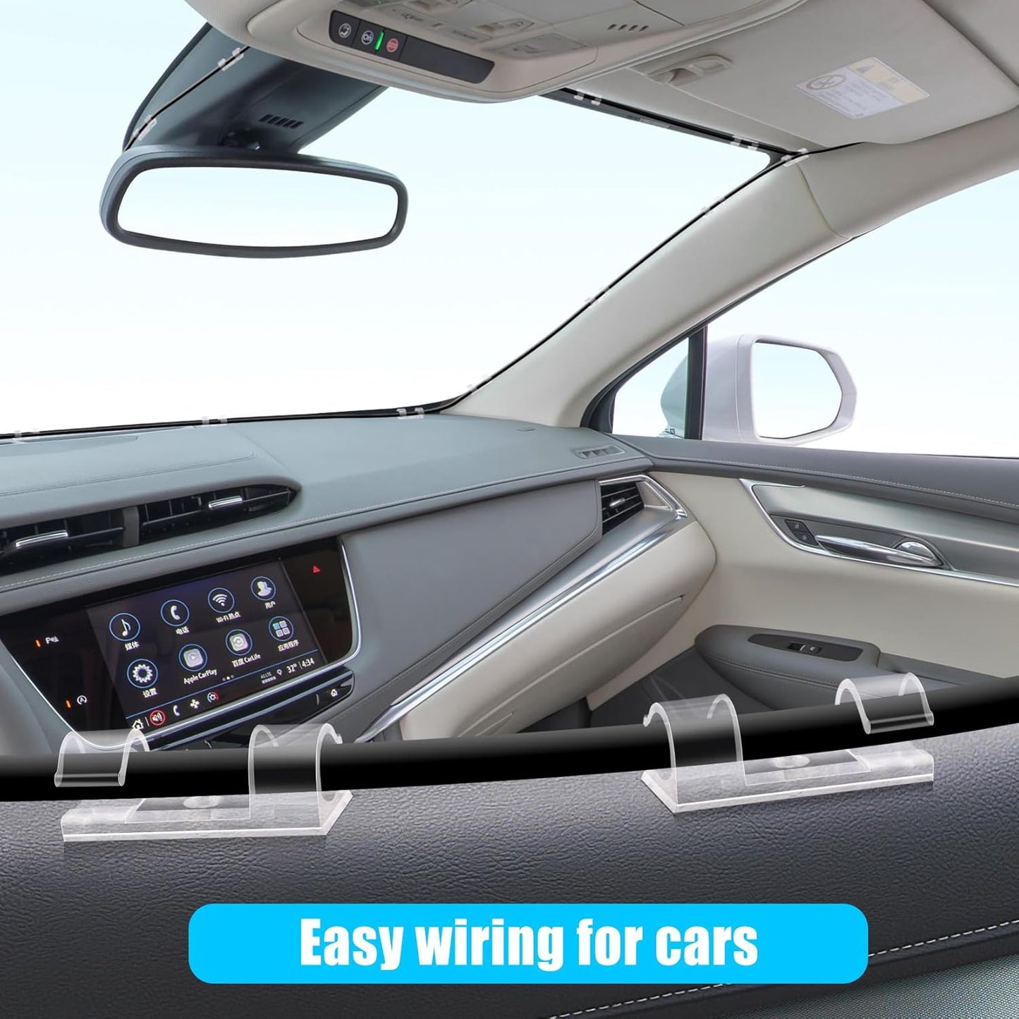 XHF 35pcs Large Self Adhesive Cable Clips Clear,Wire Clips Cable Management Wire Organizer Cord Holder for Under Desk, Car, Wall, TV PC Ethernet Cable
